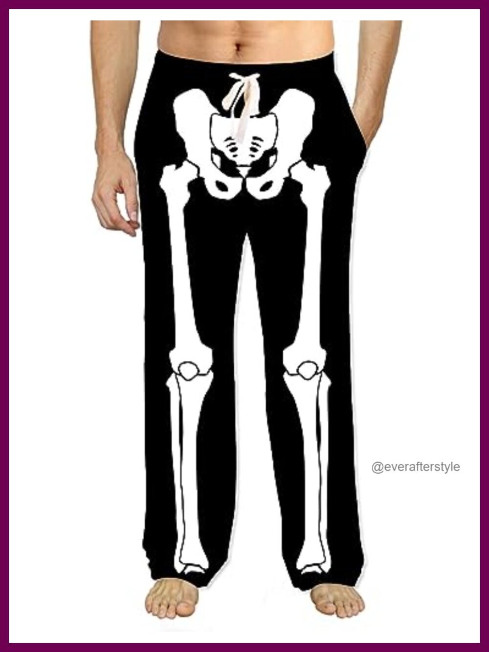Men's Soft Breathable Polyester Cotton Skeleton Pajama Bottoms Lounge Pants